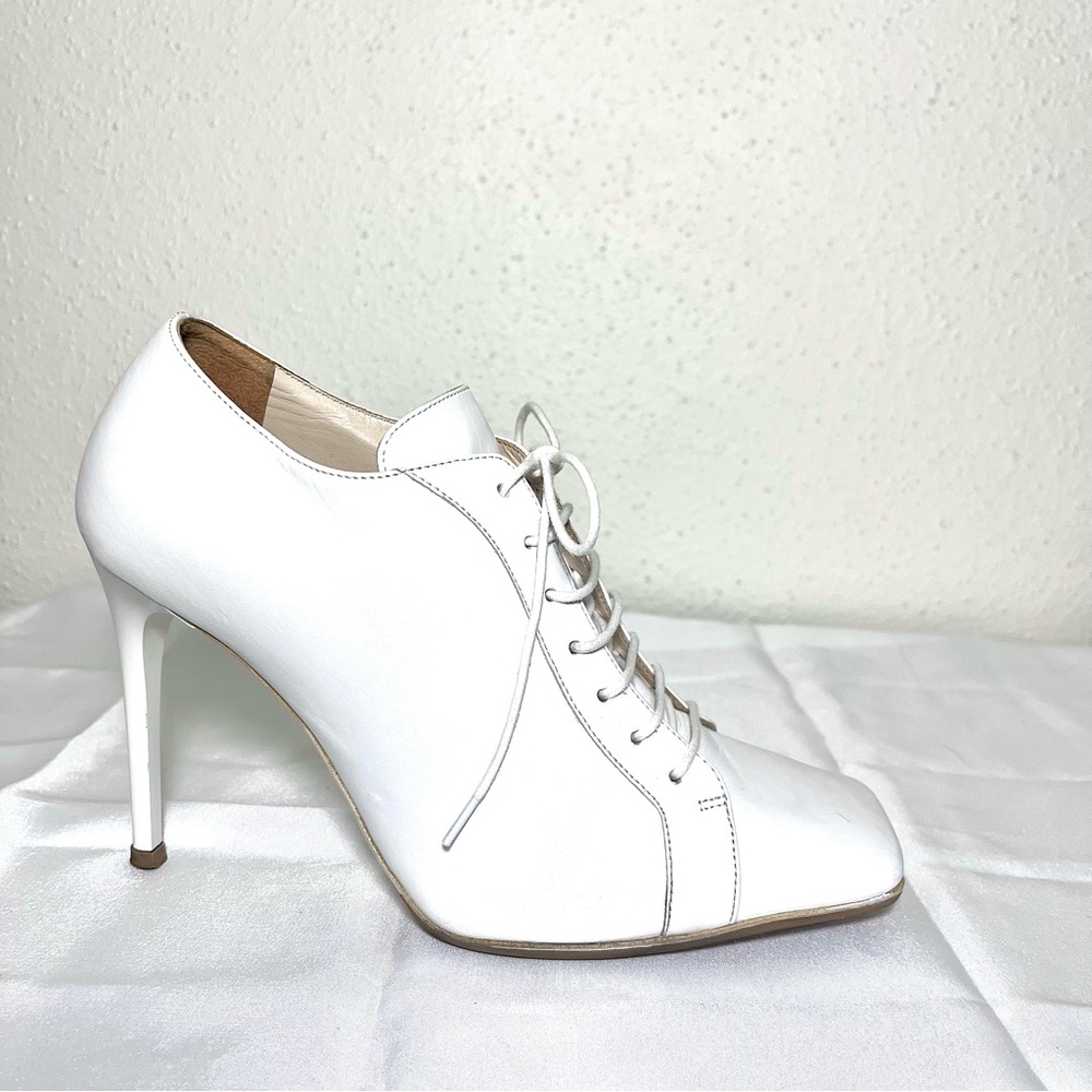 Acne Studios white Oxford stiletto bootie